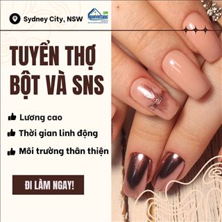 Shop nails vùng city Sydney cần thợ bột và thợ SNS, lương cao